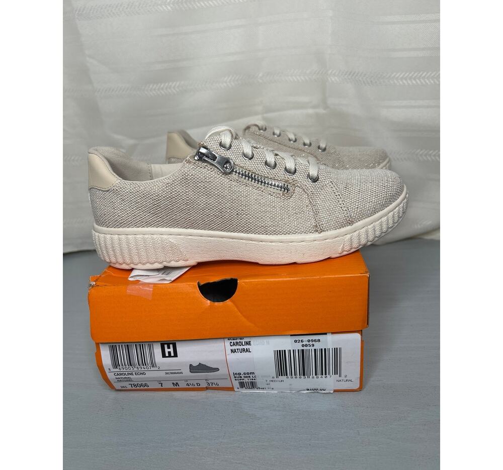 Clarks Caroline Echo Canvas Sneakers Natural Womens Size 7M Zip Side
